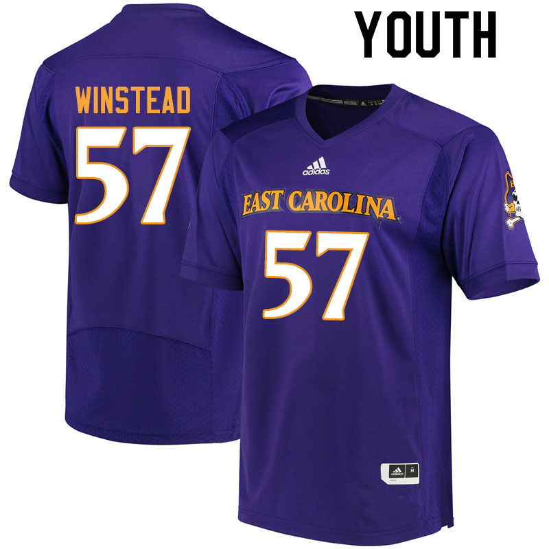 Youth #57 Peyton Winstead ECU Pirates College Football Jerseys Sale-Purple